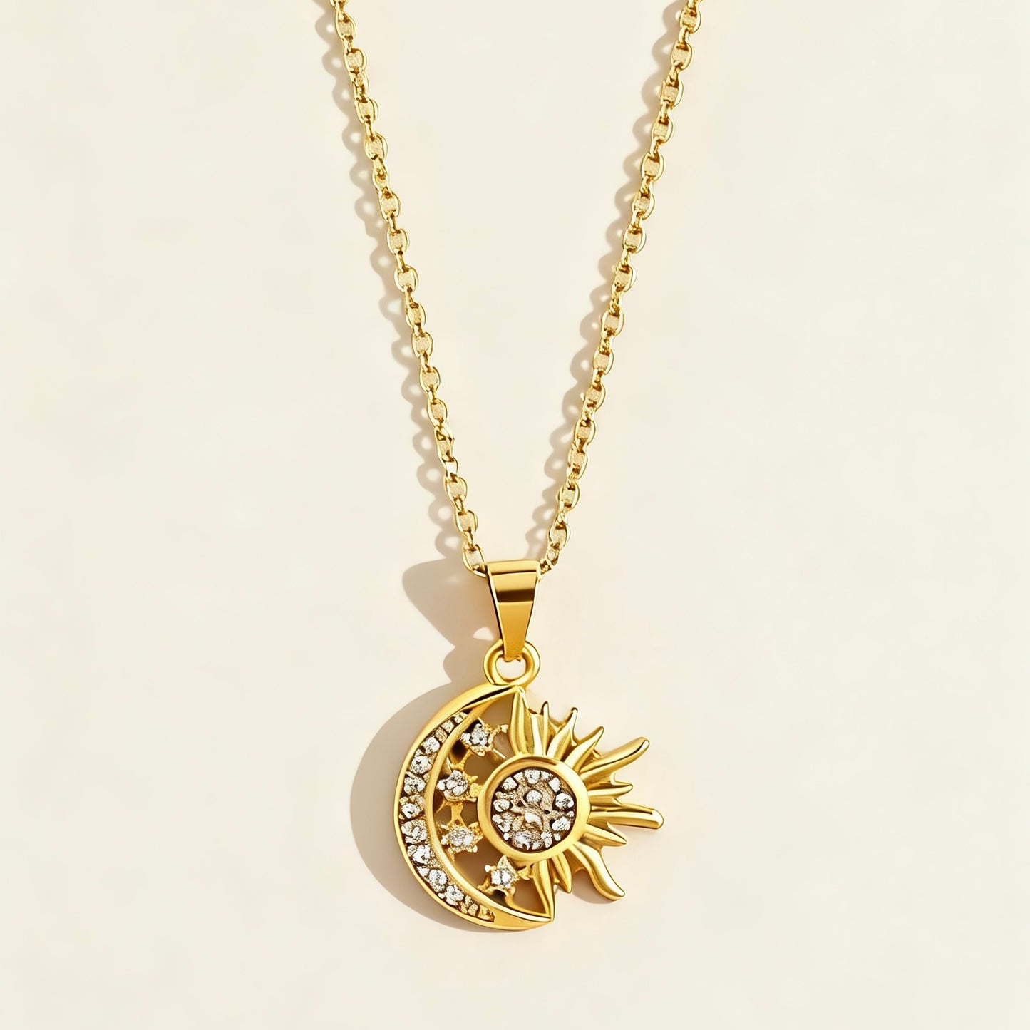 Sun & Moon Crystal Pendant Necklace