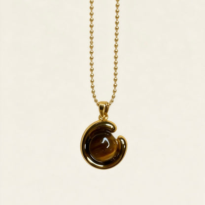 Tiger Eye C-Shaped Pendant Necklace