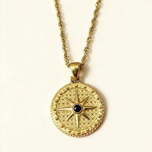 Gold Compass Star Pendant Necklace