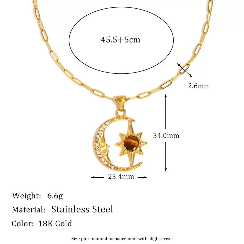 Moon & Sun Gold Pendant Necklace