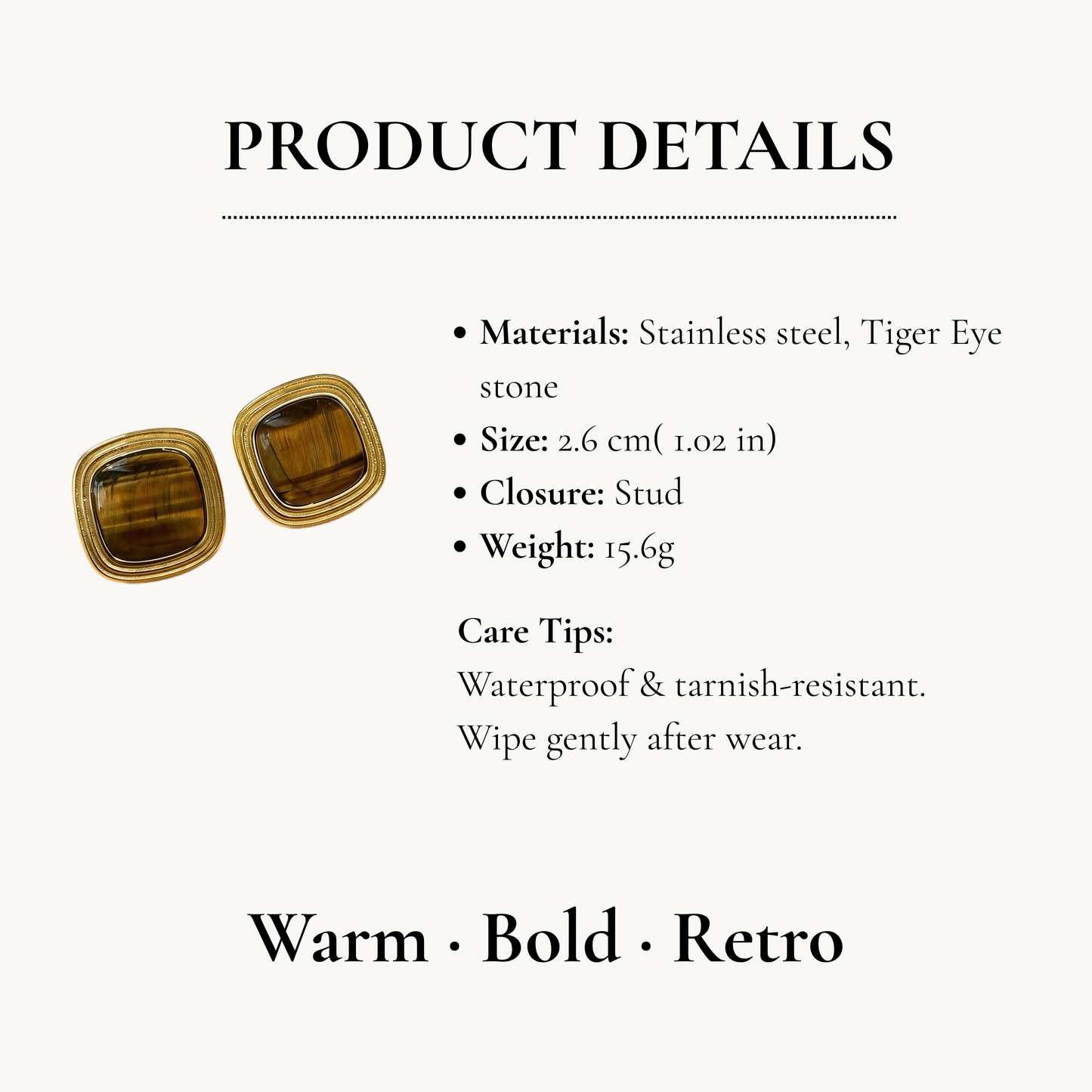 Gold Tiger Eye Studs