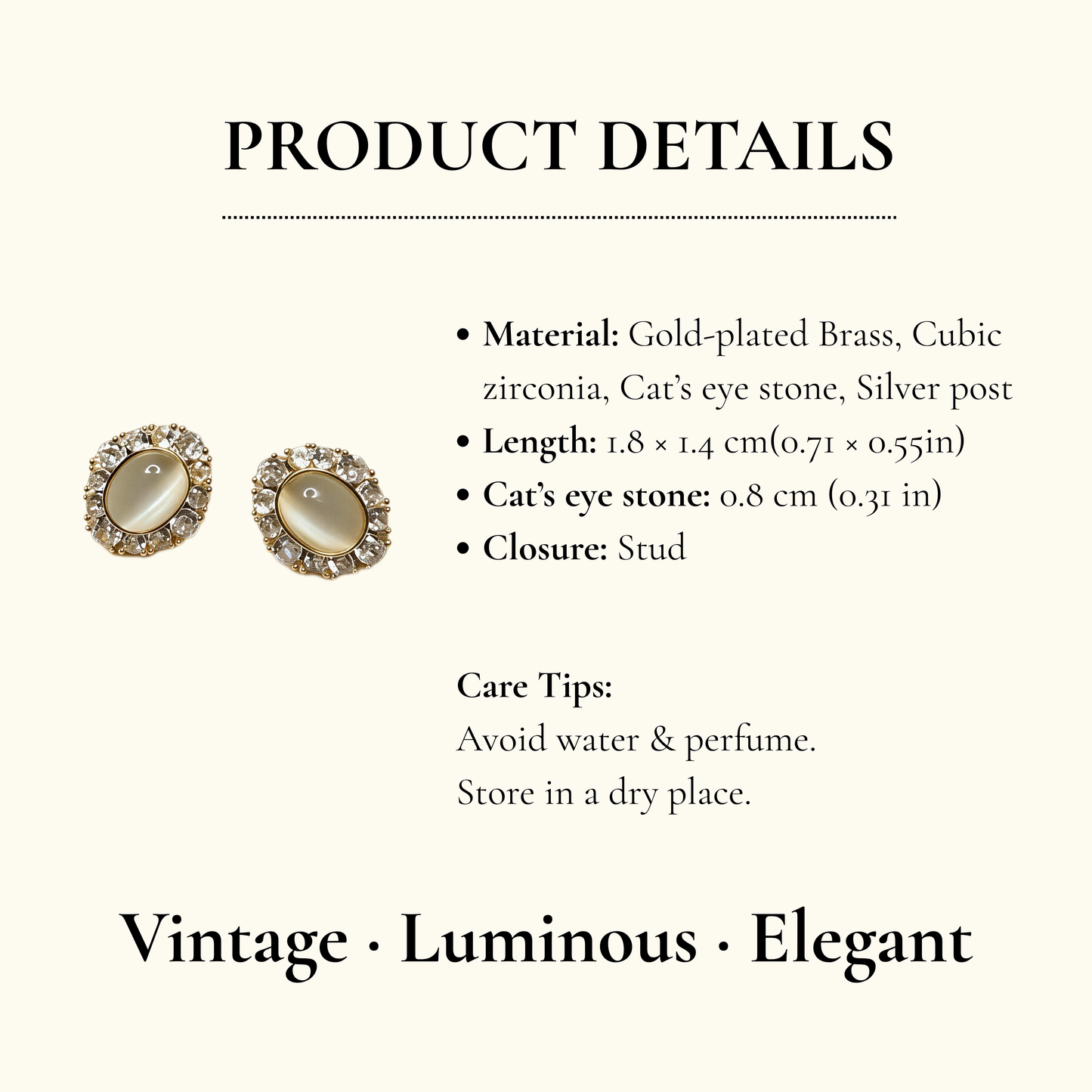 Vintage Cat Eye Studs
