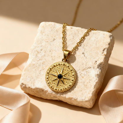 Gold Compass Star Pendant Necklace