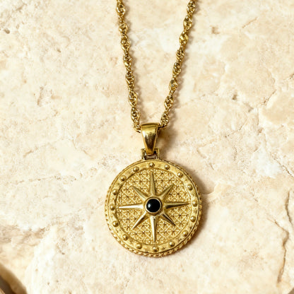 Gold Compass Star Pendant Necklace