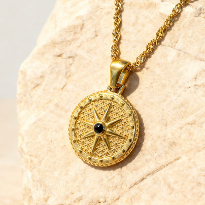Gold Compass Star Pendant Necklace