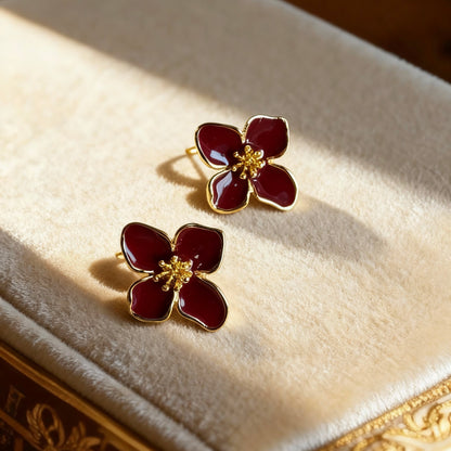 Burgundy Enamel Blossoms