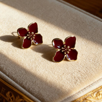 Burgundy Enamel Blossoms