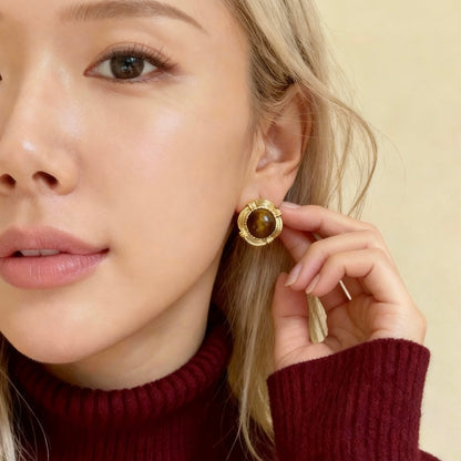 Tiger Eye Stud Earrings