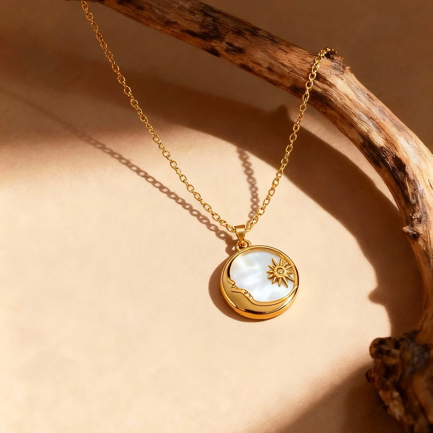 Sun & Moon Mother-of-Pearl Pendant Necklace