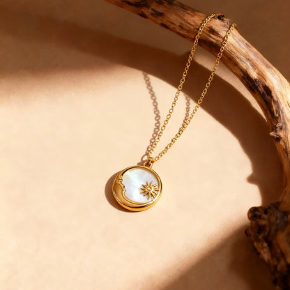Sun & Moon Mother-of-Pearl Pendant Necklace
