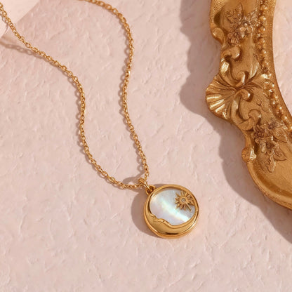 Sun & Moon Mother-of-Pearl Pendant Necklace