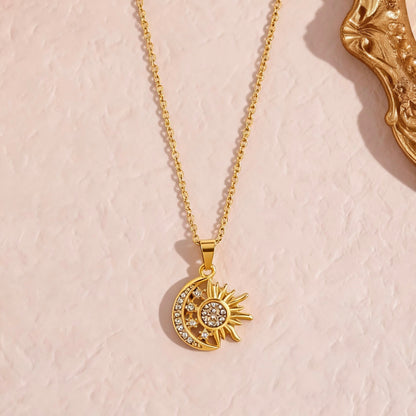 Sun & Moon Crystal Pendant Necklace