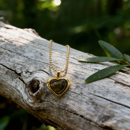Tiger Eye Heart Pendant Necklace