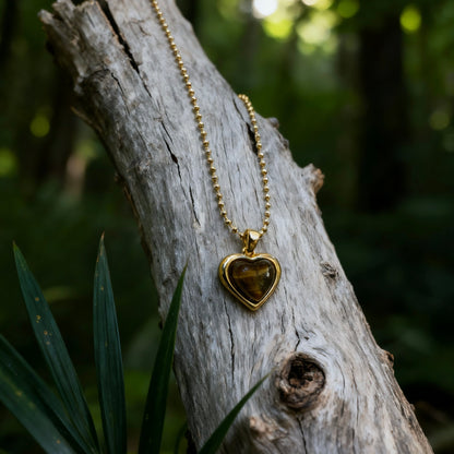 Tiger Eye Heart Pendant Necklace