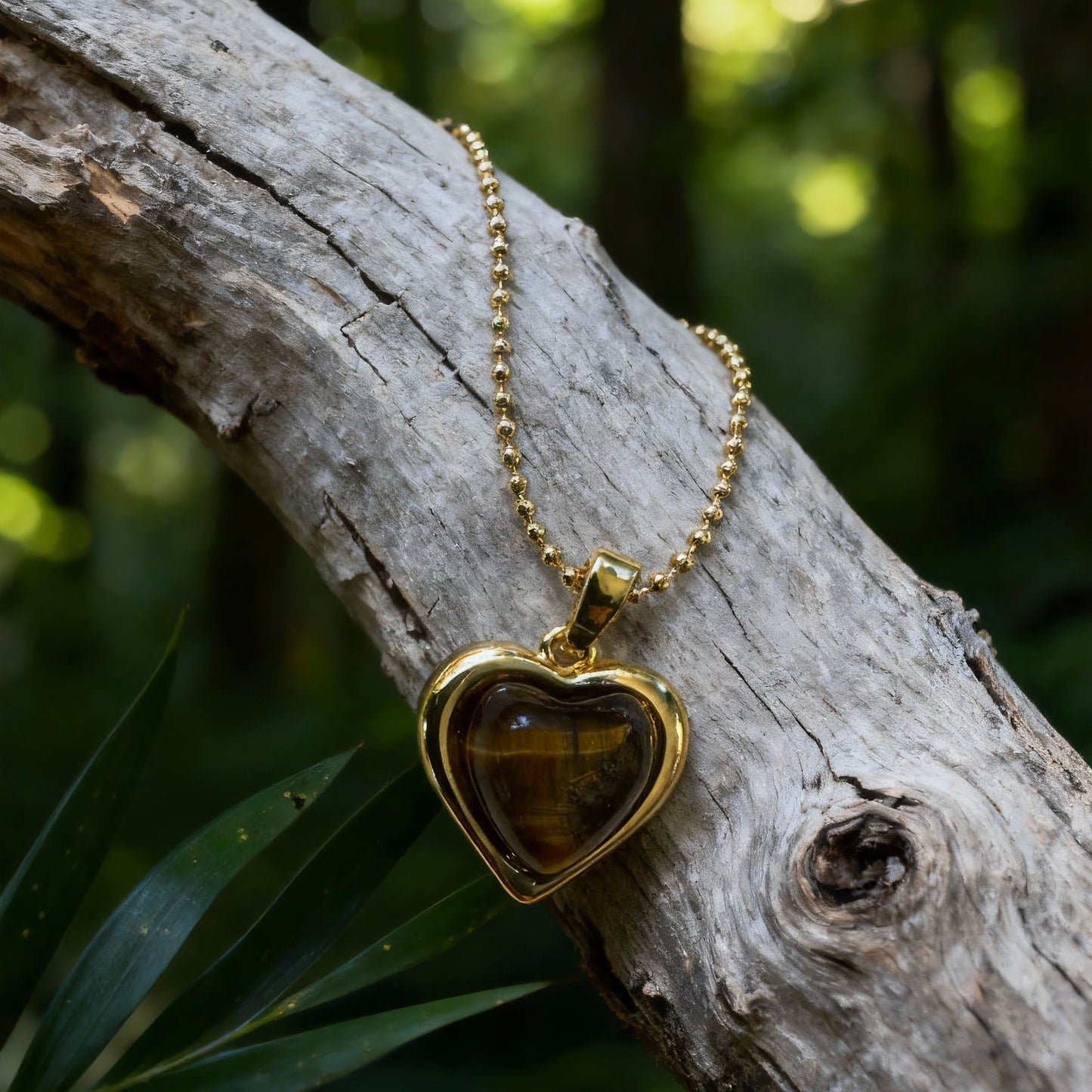 Tiger Eye Heart Pendant Necklace