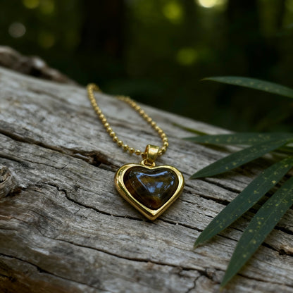 Tiger Eye Heart Pendant Necklace
