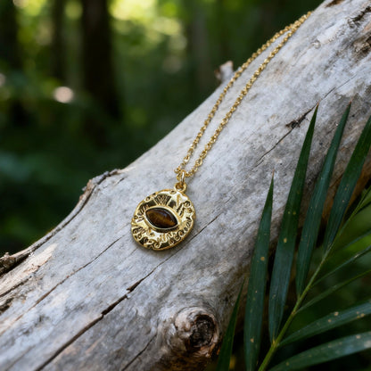 Tiger Eye Gold Pendant Necklace