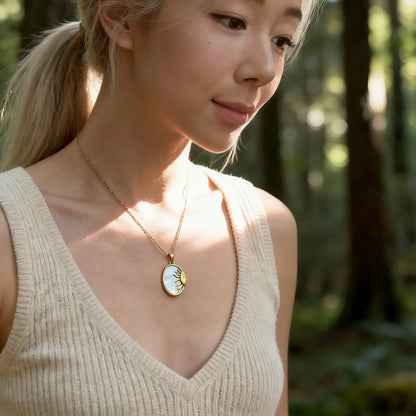 Solar Eye Mother-of-Pearl Pendant Necklace