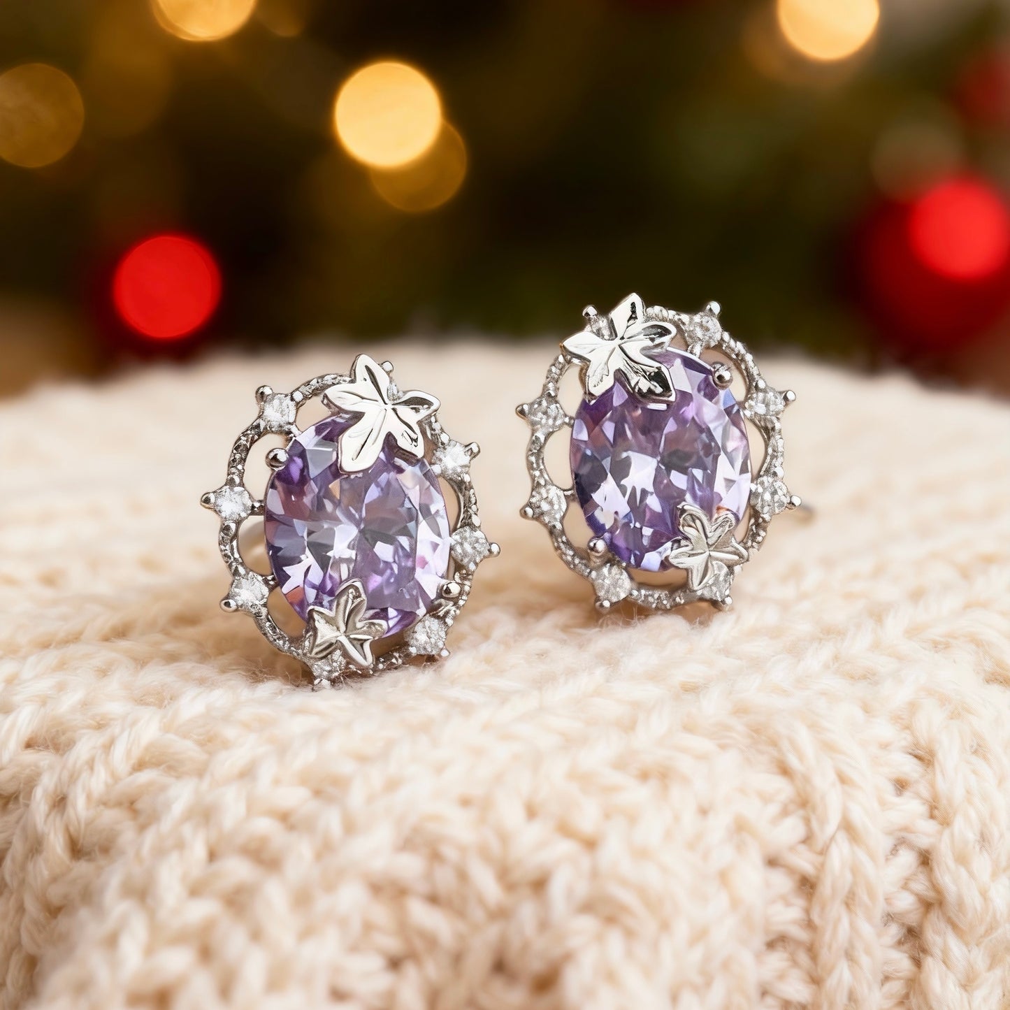 Lavender Crystal Studs