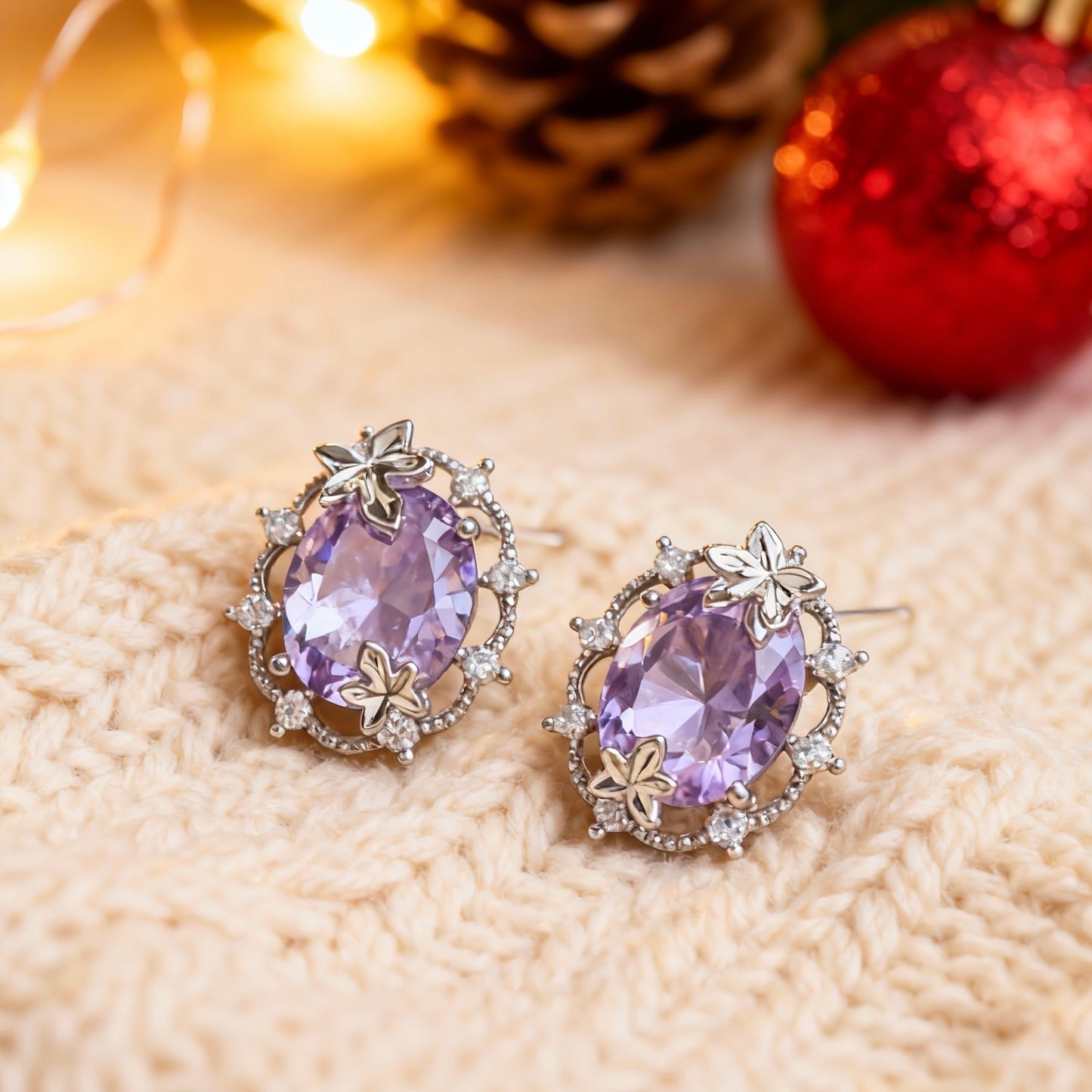 Lavender Crystal Studs