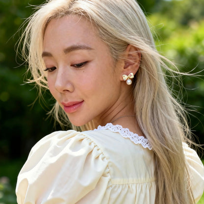 Pearl Bow Drop Earrings