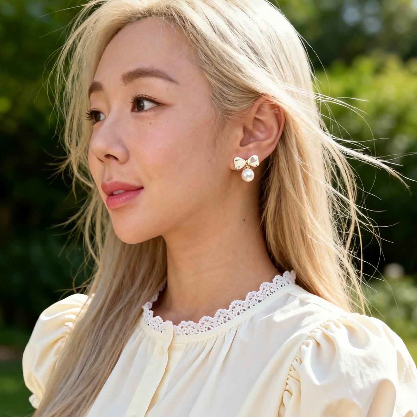 Pearl Bow Drop Earrings