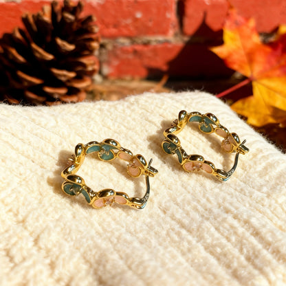 Floral Enamel Hoop Earrings