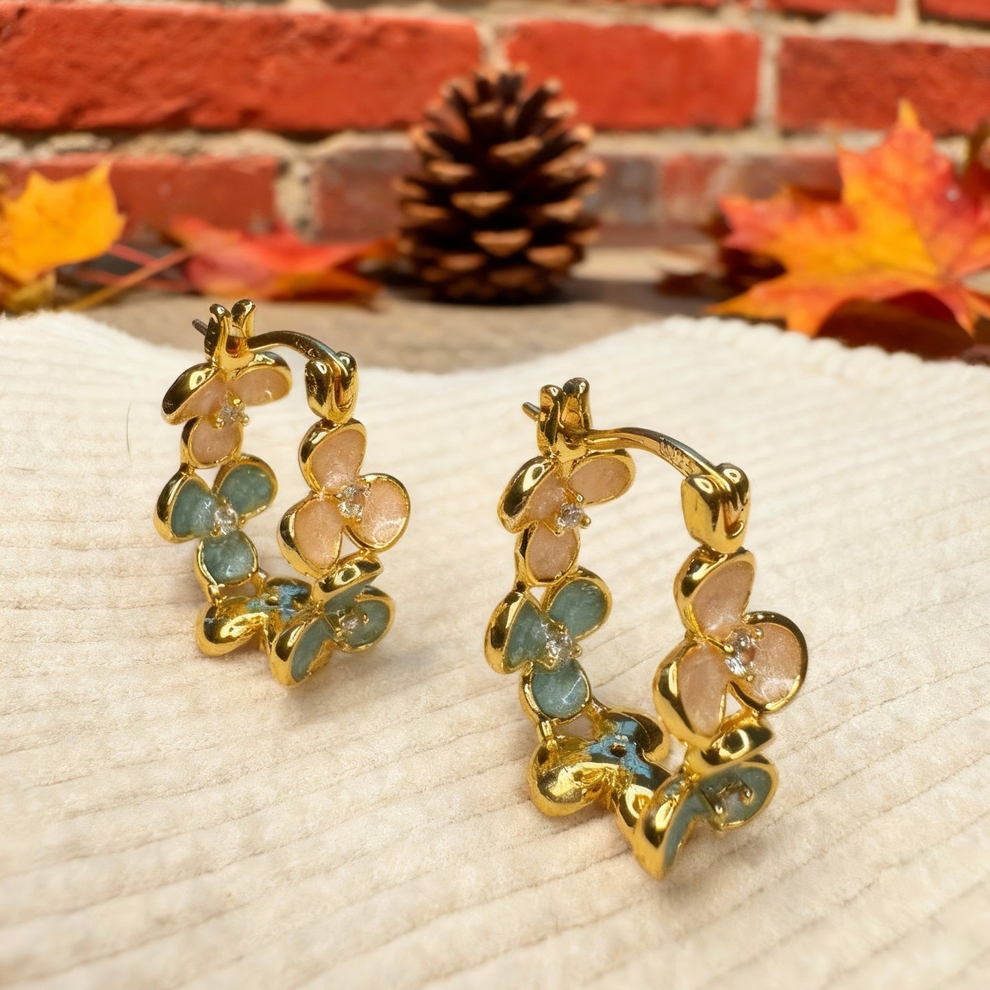 Floral Enamel Hoop Earrings