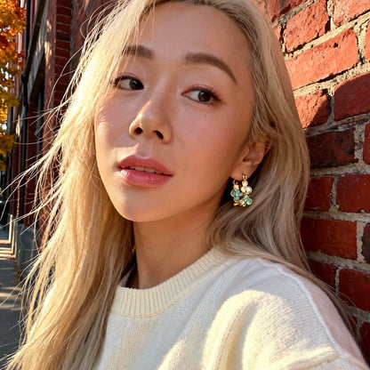 Floral Enamel Hoop Earrings