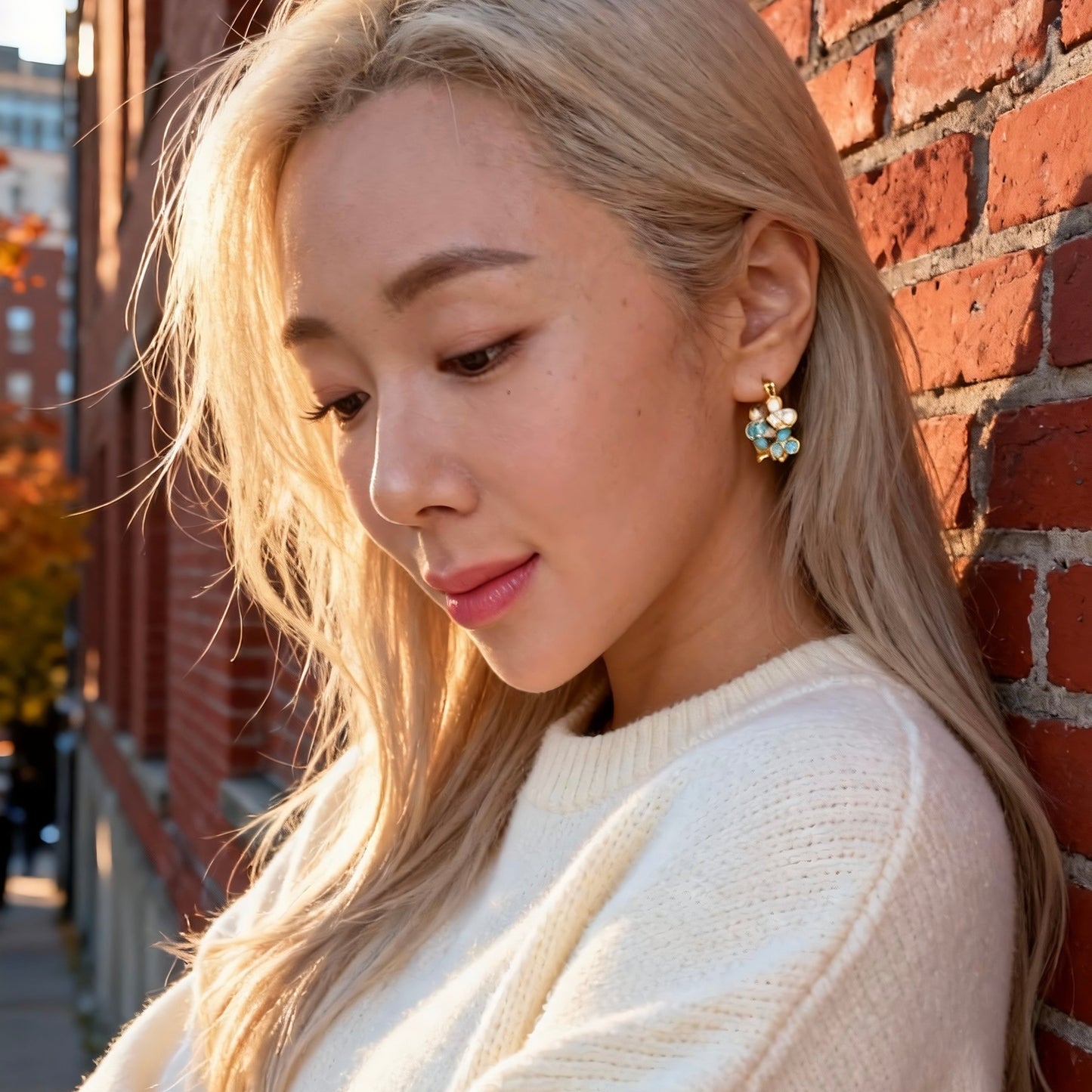 Floral Enamel Hoop Earrings