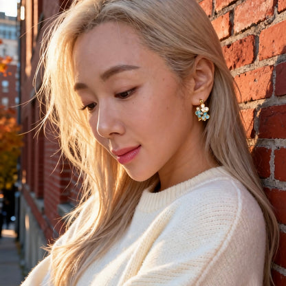 Floral Enamel Hoop Earrings