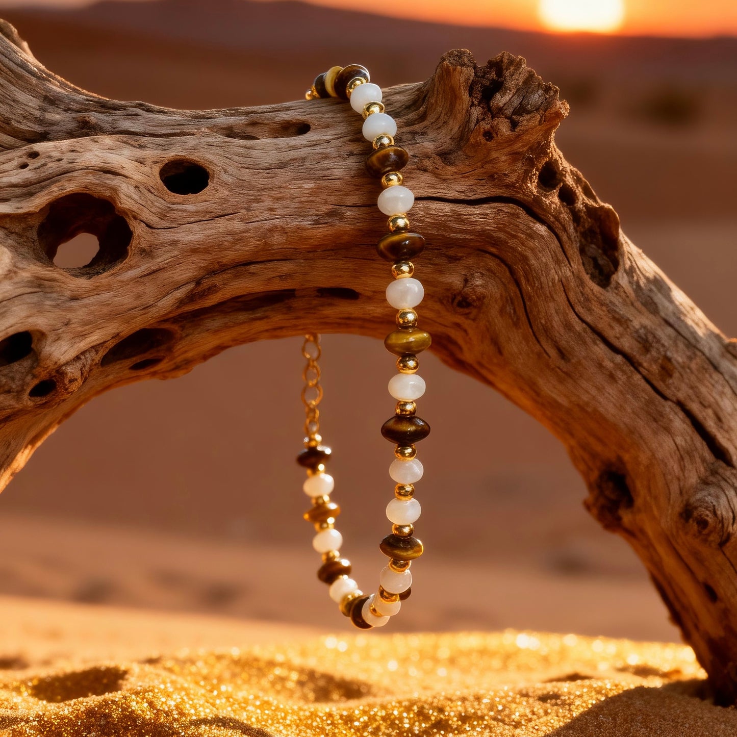 White Bead & Tiger Eye Jewelry Set