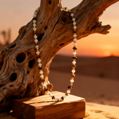 White Bead & Tiger Eye Jewelry Set