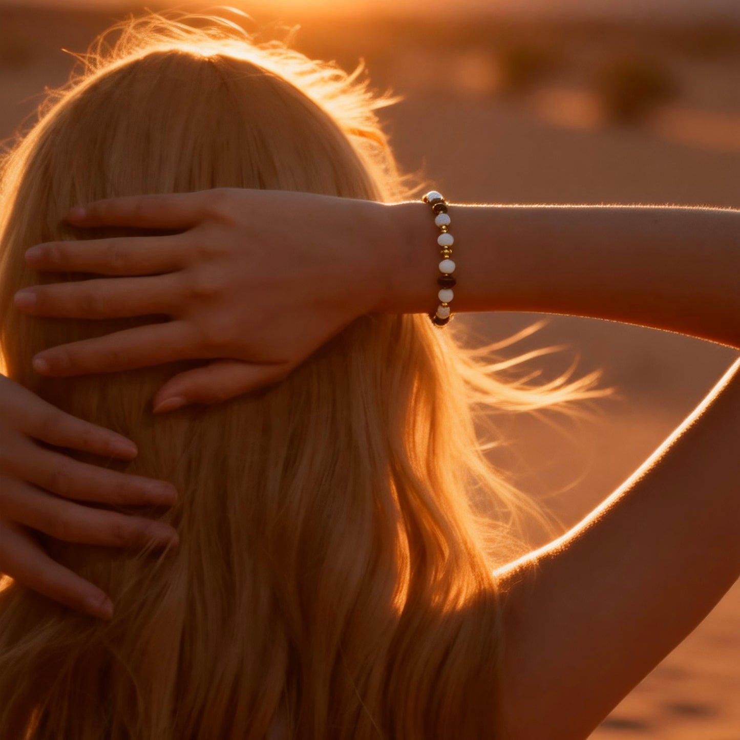White Bead & Tiger Eye Jewelry Set
