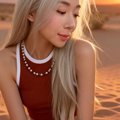 White Bead & Tiger Eye Jewelry Set