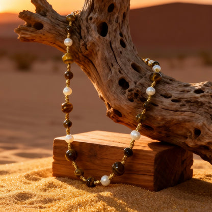 Tiger Eye & Pearl Beaded Necklace