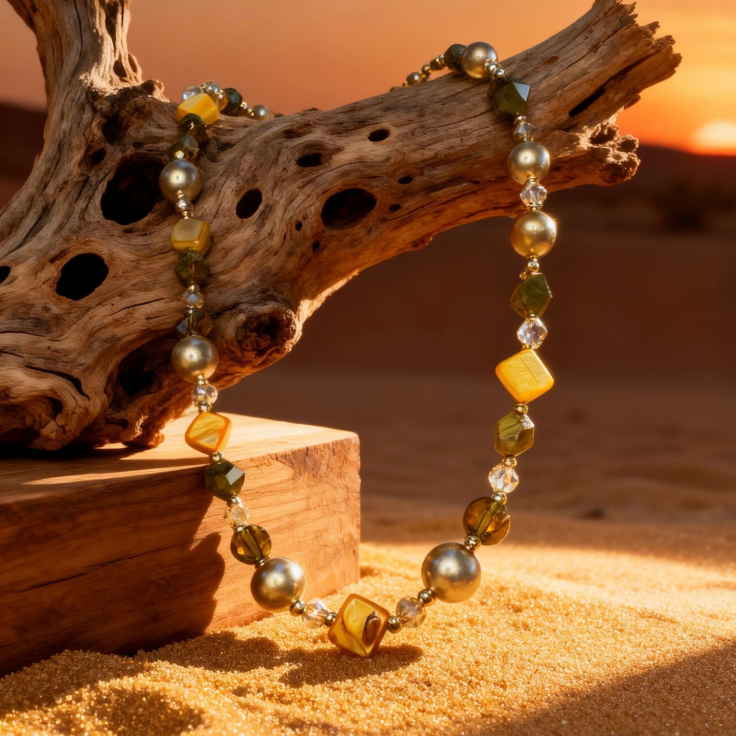 Golden Mixed Stones Necklace