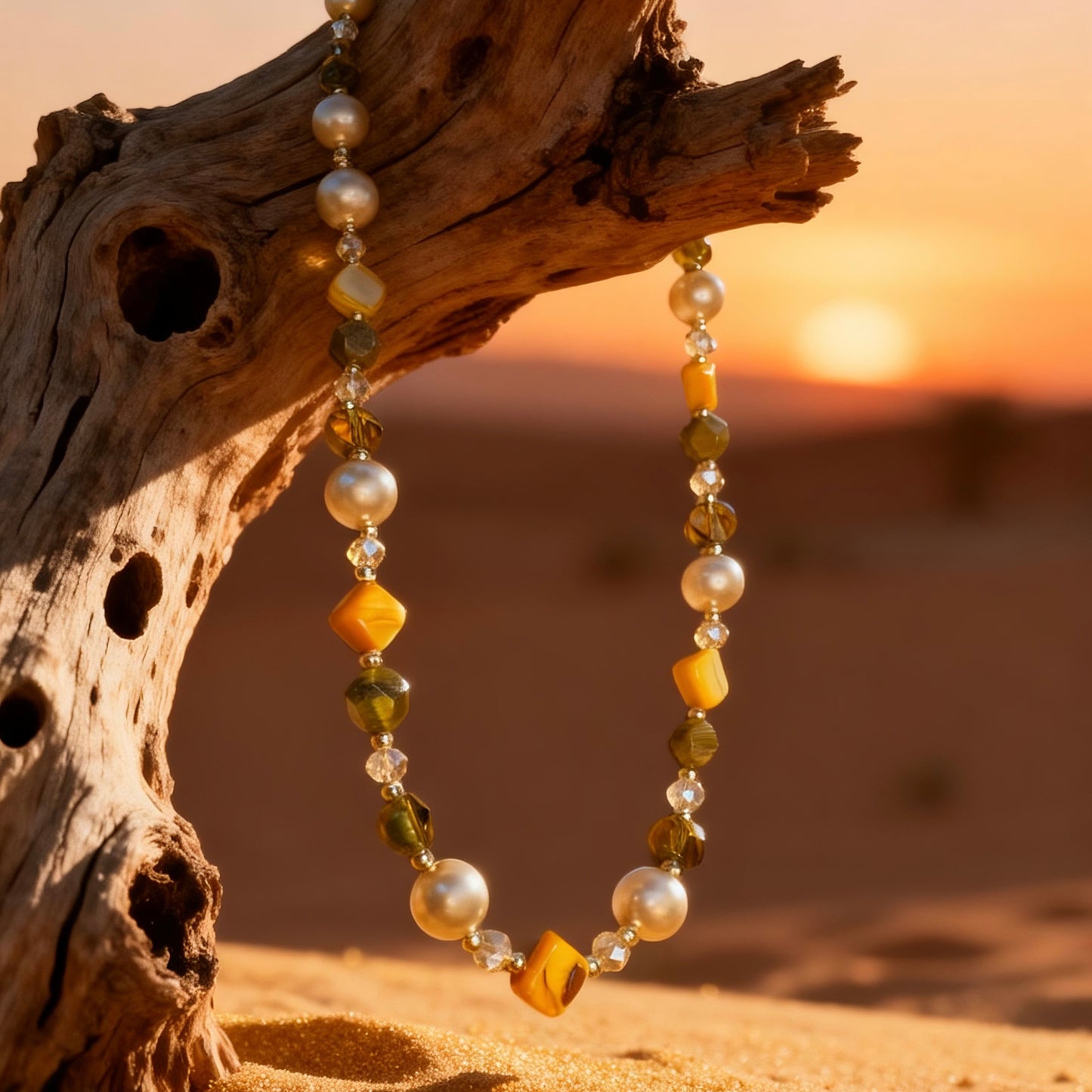 Golden Mixed Stones Necklace