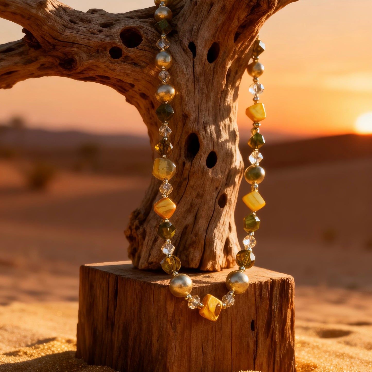 Golden Mixed Stones Necklace