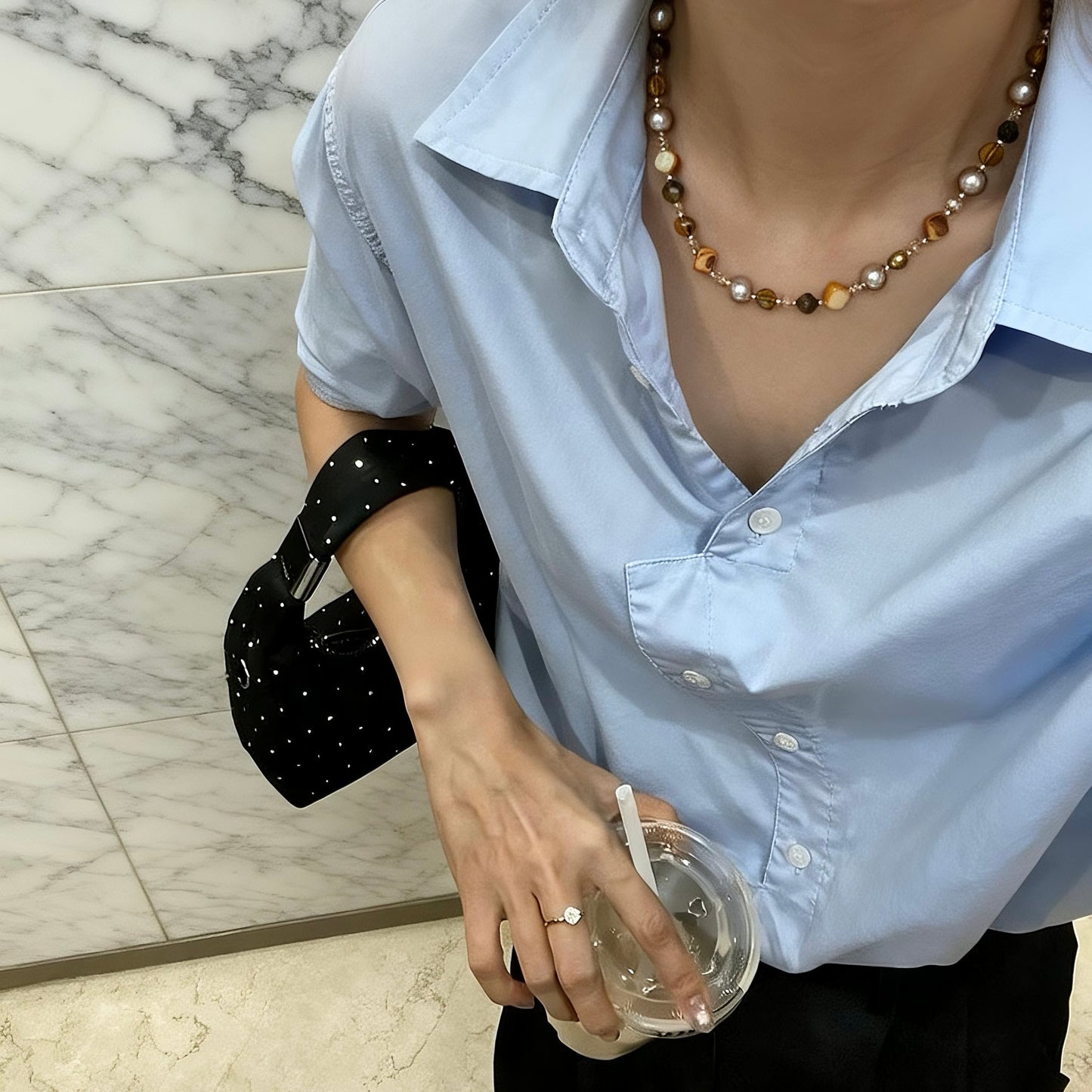 Golden Mixed Stones Necklace