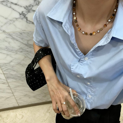 Golden Mixed Stones Necklace