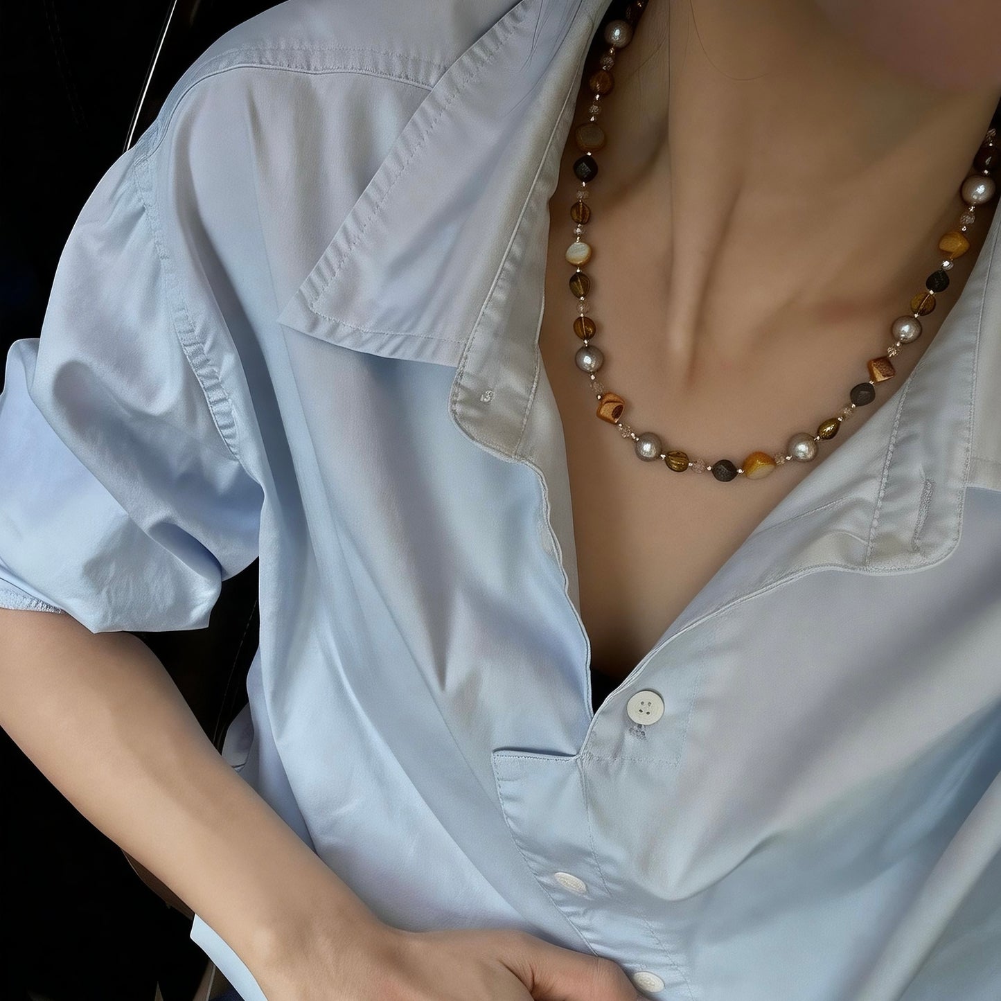 Golden Mixed Stones Necklace