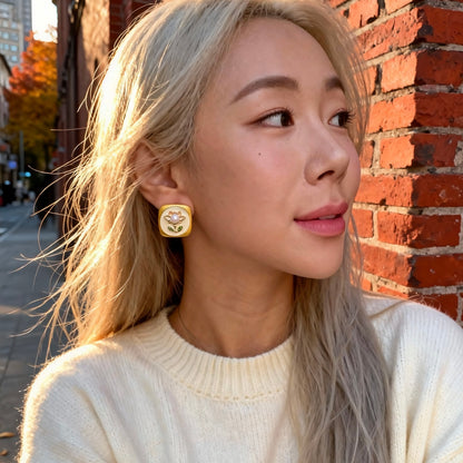 Floral Pearl Stud Earrings