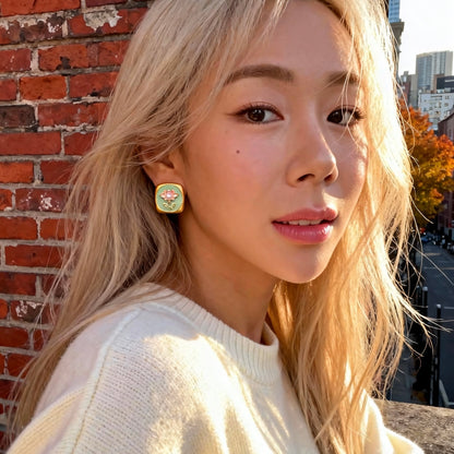 Green Jade Blossom Pearl Earrings