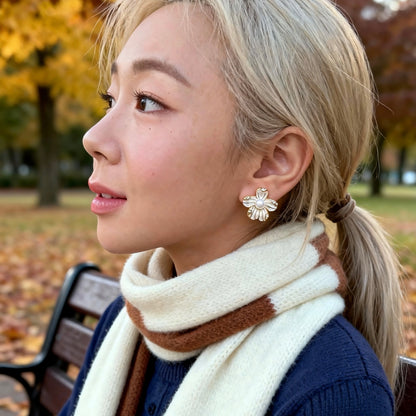 Floral Pearl Stud Earrings