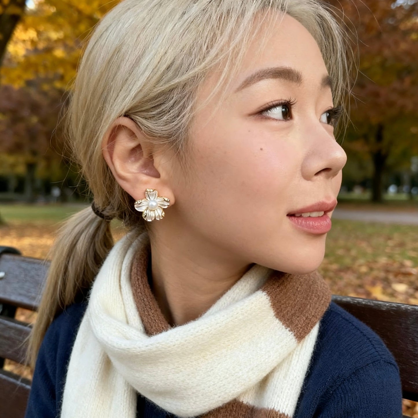 Floral Pearl Stud Earrings