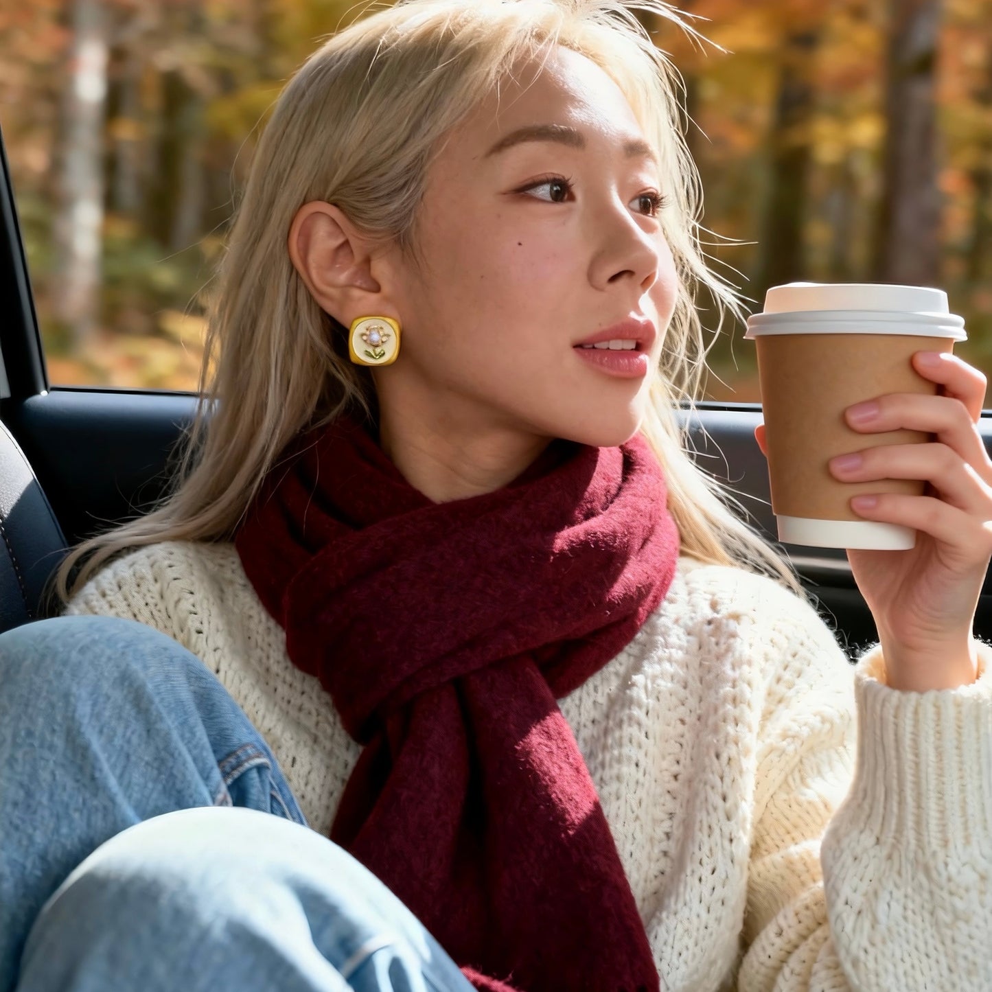 Floral Pearl Stud Earrings