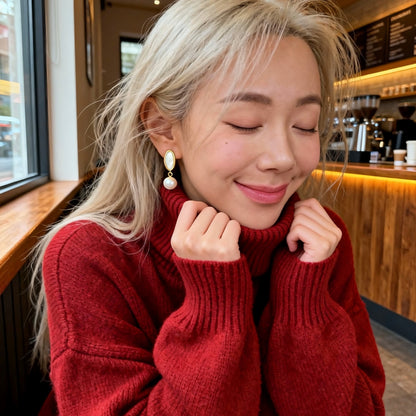 Baroque Pearl & Oval Shell Drop Earrings