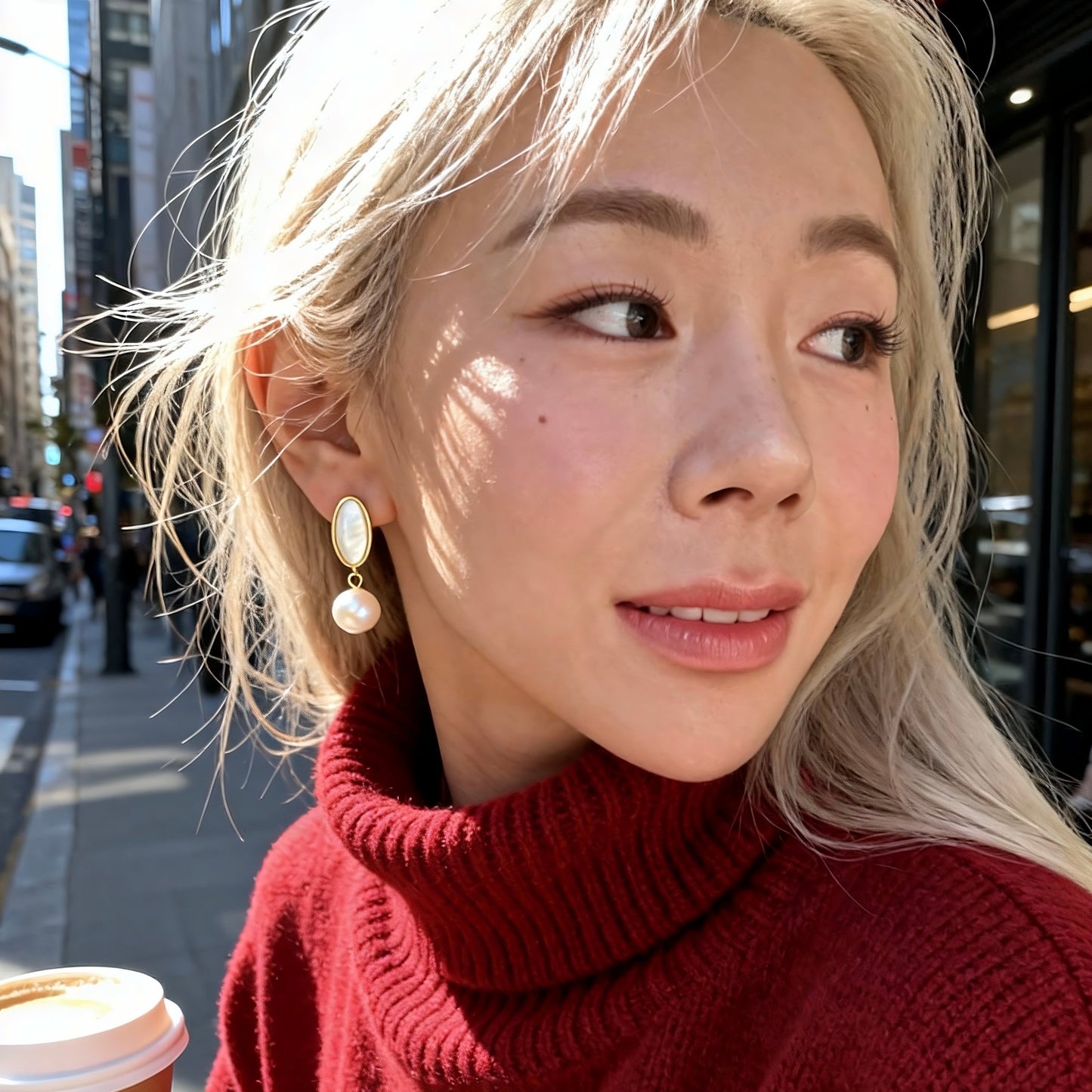 Baroque Pearl & Oval Shell Drop Earrings