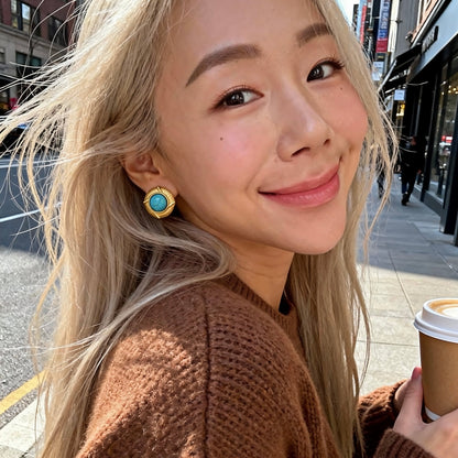 Turquoise Round Stud Earrings